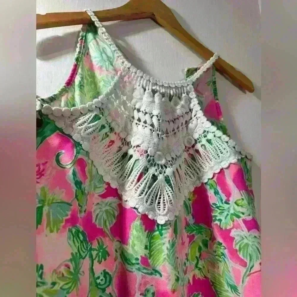 LILLY PULITZER PEARL SOFT SHIFT DRESS RAZ BERRY CATTY SHACK PINK GREEN - Picture 4 of 6